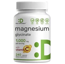 Magnesium Glycinate 1,000 mg per serving, with Vitamin C, 240 capsules
