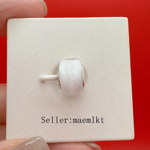 New 925 Sterling Silver White Mini Murano Glass Charm,Murano Charm 793118C00