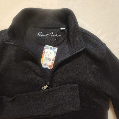$178 NWT! - Robert Graham Mens Small Black 1/4 Zip Pullover Sweater Fleece sz S