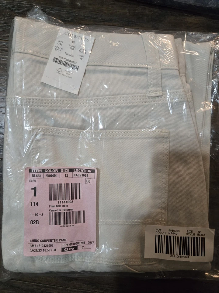 4 Pr J Crew Crew Cuts 12 Boys Chino Casual Pants Ivory Navy Green Carpenter - Image 3 of 4