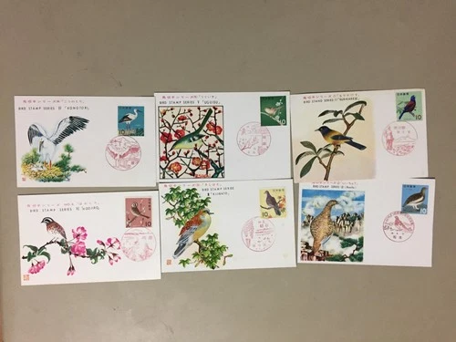 Six Japan BIRDS fdc-maxi cards