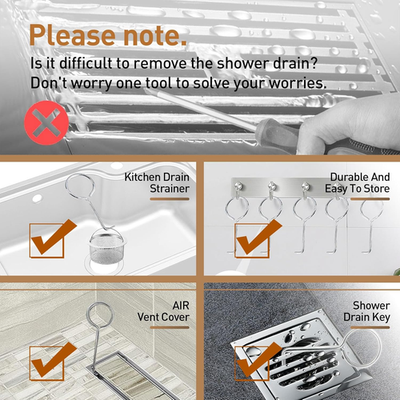 #ad Drain Key Lifting Hooks 5 Pack 304 Stainless Steel Drain Grate Puller Lift ... $16.45