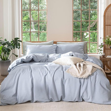 Duvet Cover Set 100 Washed Cotton Linen like Queen  Relaxed Linen-Like Texture