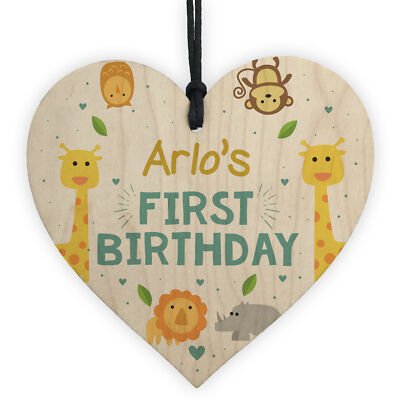 Personalised 1st Birthday Gift For Daughter Son Wooden Heart 1st