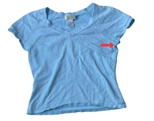 Talbots Blouse Short Sleeve 100% Cotton Top Shirt Women's Petite Size Small Blue