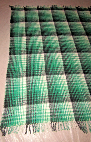 VTG Wool Blanket Cowboy Throw Thick Reversible Plaid Fringe 66"x76” Country - Picture 4 of 15