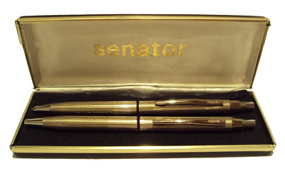VINTAGE BEAUTIFUL GERMANY''SENATOR''BALLPOINT PEN AND PENCIL STAINLESS STEEL # 634