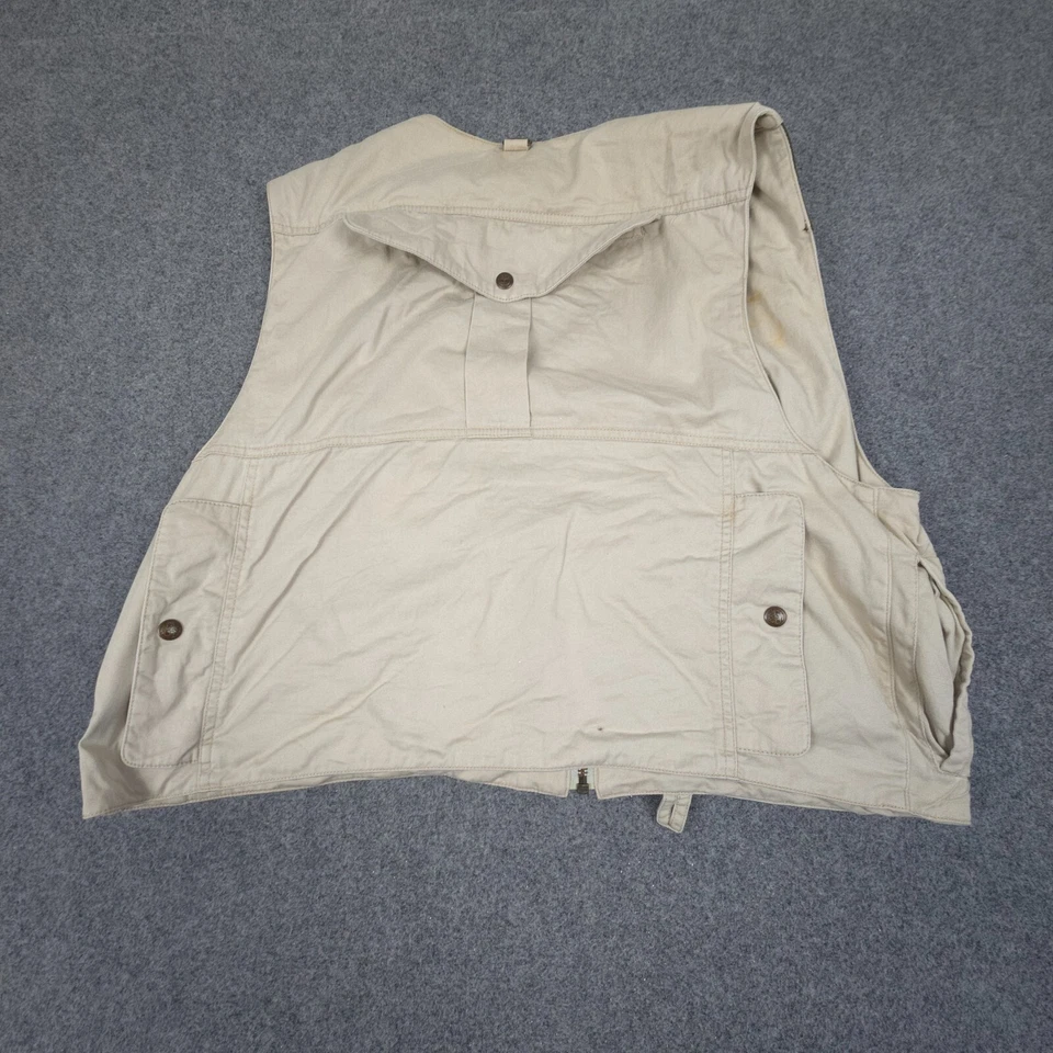 Timberland Vest Mens MEDIUM Beige weathergear Hunting Pockets Full Zip Size M - Image 4 of 4