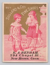 Trade Card with 1880 Calendar Sollers & Co Fine Shoes New Haven Connecticut