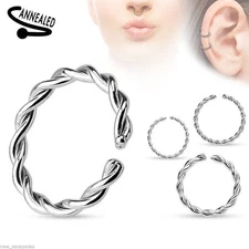 Nose Hoop Split Ring Annealed 20 Gauge 5/16" Braided Steel 