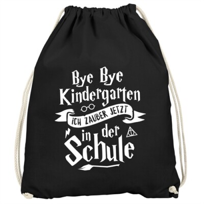 Kinder Turnbeutel Bye Bye Kindergarten Geschenk zur Einschulung Jungen Mädchen