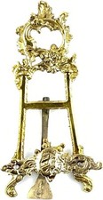 Solid Brass 6"Picture Display Stand Easel Plate Holder/Vintage Ornate Book Easel