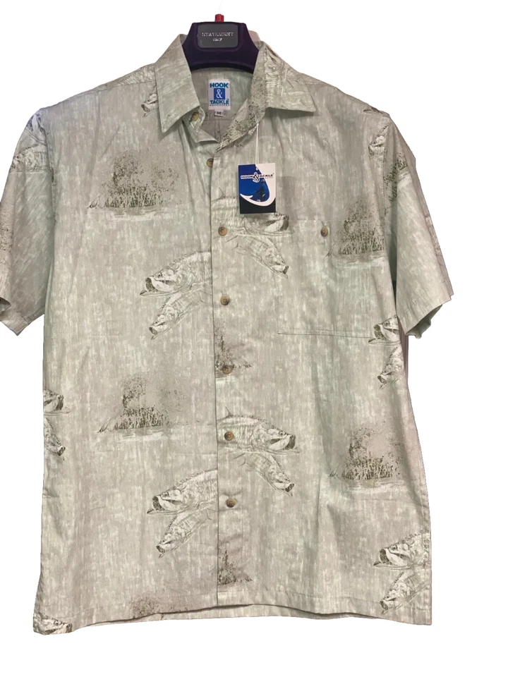 New Hook & Tackle Men's Tarpon Bay Fishing Shirt Green shade Medium - Image 4 of 4