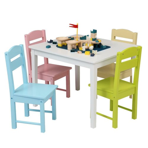 Colorido juego de mesa de madera y 4 sillas para niños niños de juegos escuela | eBay