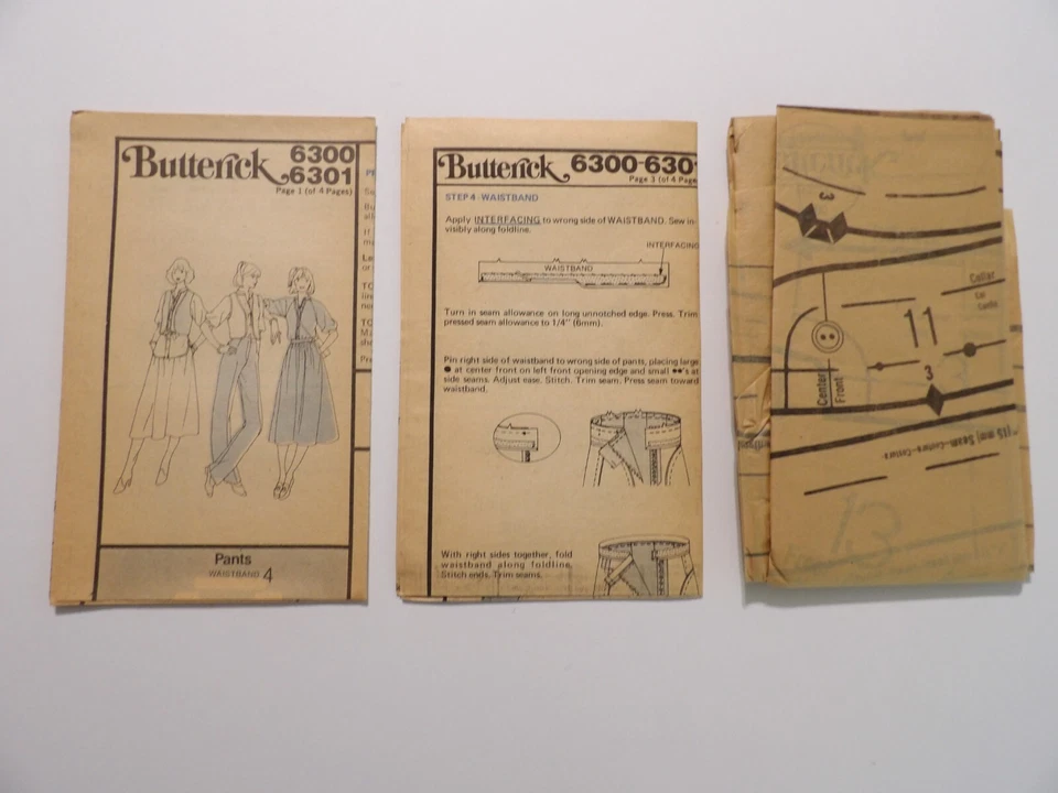 Butterick 6300 Dirndl Skirt, Banded Collar Blouse, Straight Leg Pants Vest Sz 12 - Image 2 of 3