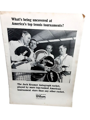 1965 Wilson Jack Kramer Tennis Racquet Racket Original Print Ad vintage 60s
