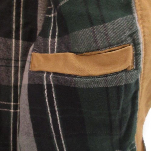 American Eagle Jacket Men XL Brown Plaid Lined Corduroy Collar Y2K Style Pockets - Picture 12 of 12