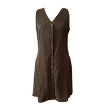 VERO MODA Shift Dress Button Front Pockets Neutral Size Medium