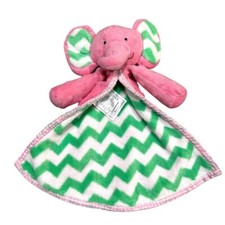 Nursery Rhyme Pink Elephant Baby Lovey Minky Dot Security Blanket Green Chevron