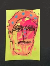 Man Portrait Painting Naive Outsider 4x6 Small Whimsical Playful April Fool