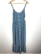 Dip Tiered Maxi Sundress Dress Size S Blue Print ~ NEW