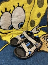 FootJoy FJ Women’s 5M Golf Sandals 48443 Soft Spikes Tan Blue Adjustable Straps