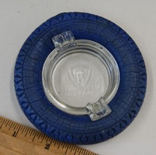Rare Vintage Firestone Advertising Blue Tire Ashtray 4&rdquo; Mark Of Quality, SH6014