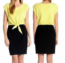 Karen Kane 1L23304 Nikki Lime/Black Tie Front Stretch Ponte Dress - $119