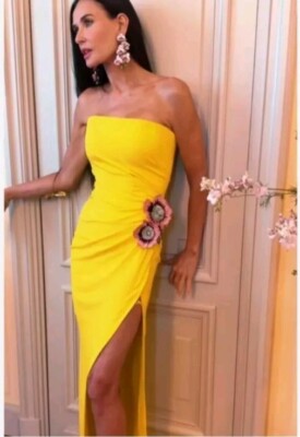 OSCAR DE LARENTA BRIGHT YELLOW EVENING GOWN DRESS CUSTOM MADE $6290 DEMI  MOORE | eBay