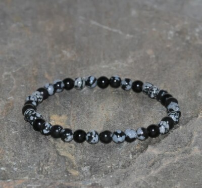 Natural Snowflake Obsidian 4mm Beads Healing Gemstone Women Men Bracelet Gift