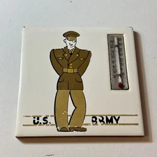 1940’s Kemper Thomas Rare WWII Army Vintage Thermometer Thermo THERMO PLAQUE”