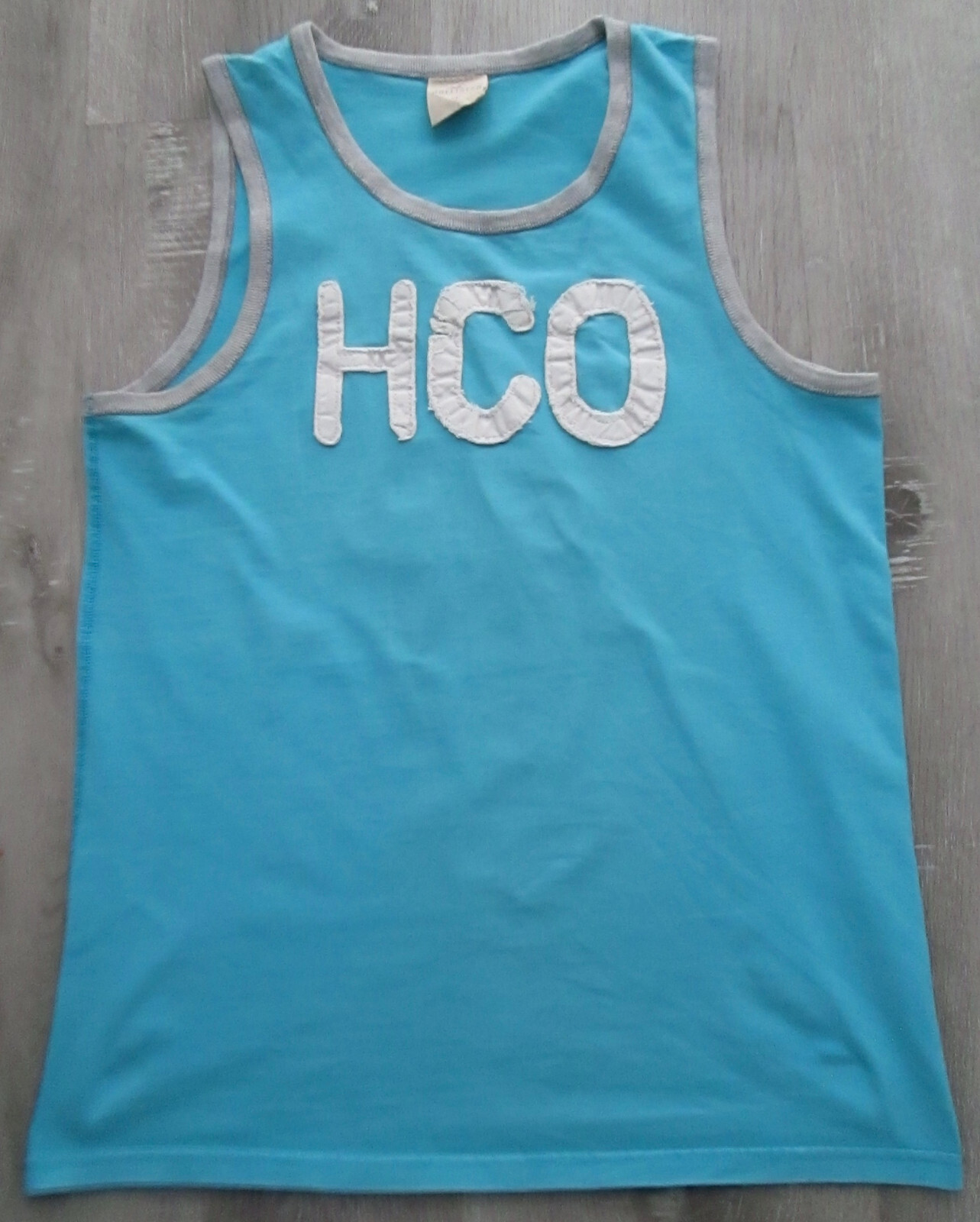 VTG Y2K Hollister HCO Turquoise Blue Stitch Tank T-Shirt Men's Size M Beach Style