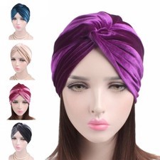 Women's Velvet Turban Head Wrap India Hats Cap Headwear Hair Loss Wraps Hat New