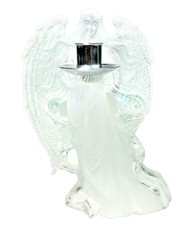 Angel Taper Candle Stick Holder Christmas Holiday 8 Clear Frosted Plastic