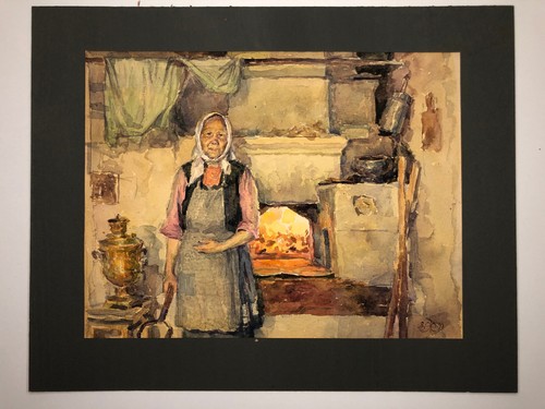 Original Aquarell Malerei Oma Matryona Unikat Signiert Zhurov E.P. Russland 1991 - Bild 17 von 24
