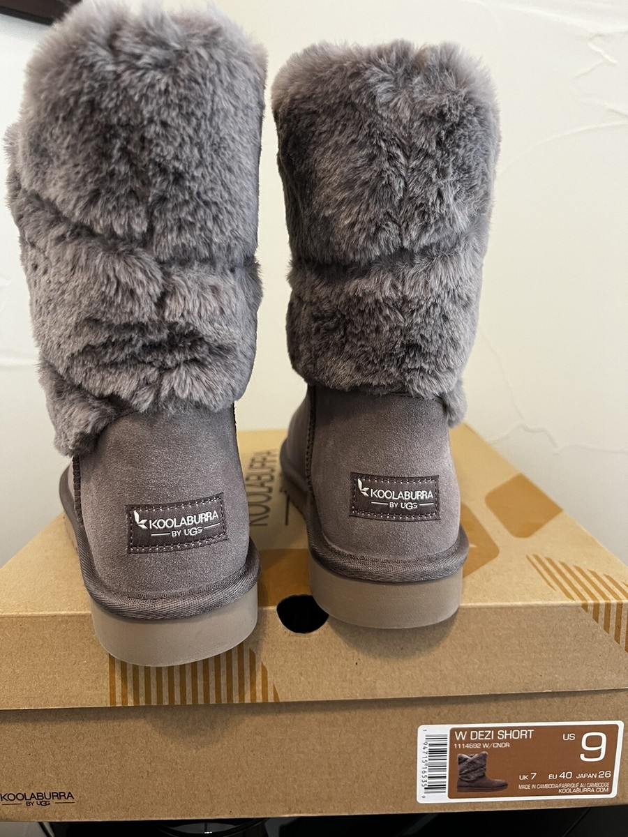 Koolaburra by UGG womens Dezi Short Mid Calf Boot Stone Grey Size