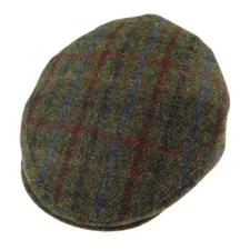 Harris Tweed Men's Flat Cap Green Plaid