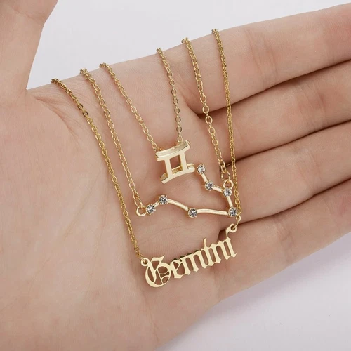3Pcs/Set 12 Constellations Pendant Necklace Horoscopes Zodiac Women Choker - Picture 21 of 48