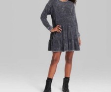 Wild Fable Womens Gray Long Sleeve Stretch Mock Neck Sweater Dress Size M