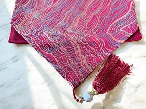 Jacquard Table Runner - Red, Silver, Gold (275cm) - Picture 3 of 6