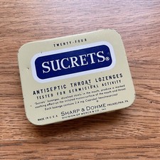Sucrets 24 Antiseptic Throat Lozenges Tin Empty Made in USA Vintage Vtg