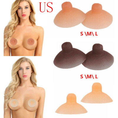 Pair Self-Suction Reusable Breast Form Enhancer Fake Simulation Nipples Lift Bra