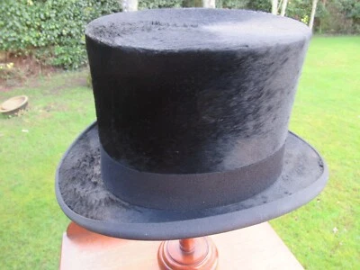 Vintage Silk Top Hat Small Size 6+7/8 by Tofhams Cardiff in Card Box EX+ - Image 1 of 4