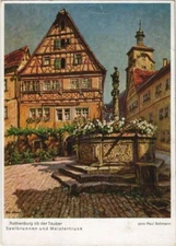 Old postcard postcard Rothenburg - Seelbrunnen and Mastertrunk GERMANY (1076104)