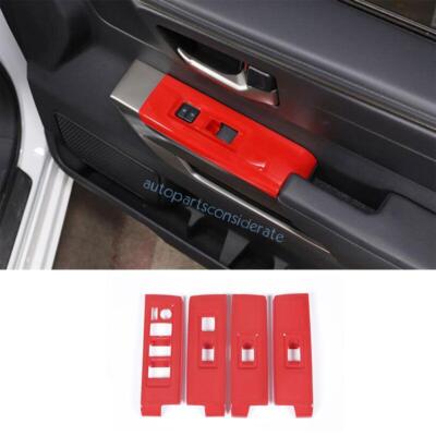 For Toyota Tundra 2022-2023 2024 Glossy Red Glass Window Lifting Lock Panel Trim