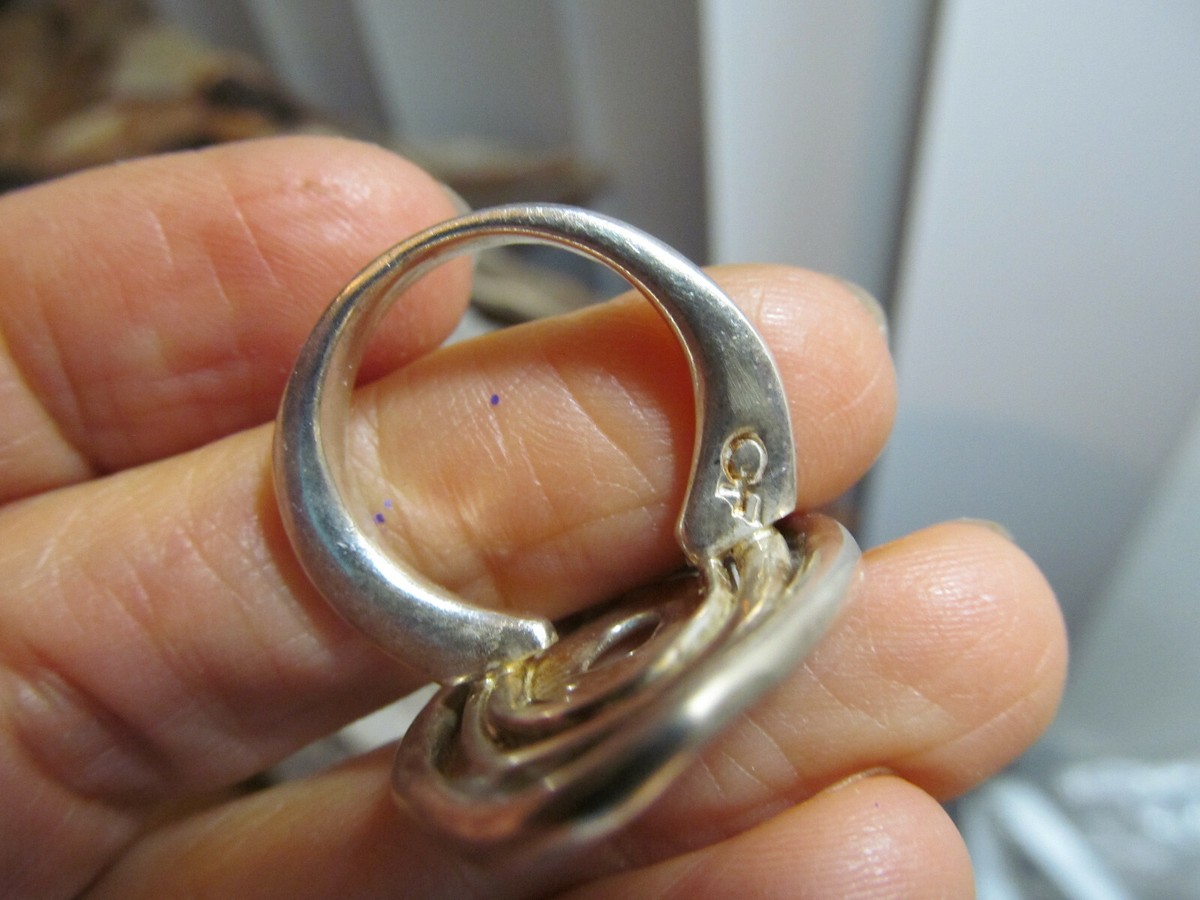 Vintage GF Modernist 925 Sterling Silver Swirl Ring 13.3g, 6.25