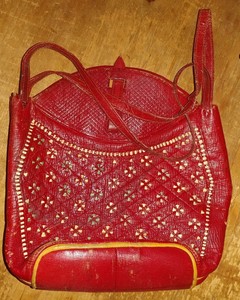 Vintage Small Red Leather Native American Pattern Handbag Kit Purse Tandy? | eBay