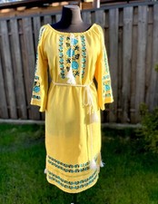 vishivanka dress Ukraine Yellow Handmade Size S-M 8-10