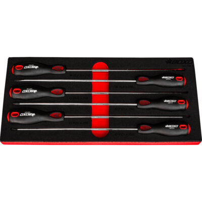 Long Screwdriver Set 250mm 6Pc Slot-SL5,6.5Phillips-PH1,2Pozi-PZ1,2BOXO BX758-R
