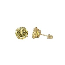 14K Gold GRA Certified D-VVS1 Round Colored Moissanite Screw Back Studs Earrings